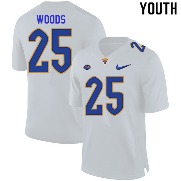 Youth #25 A.J. Woods Pitt Panthers College Football Jerseys Sale-White